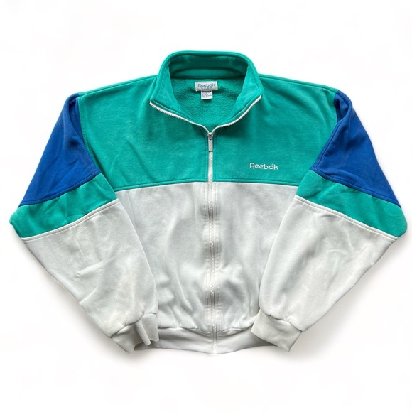 Reebok Other - Vintage Reebok Sport Colorblock Full Zip Sweatshirt Jacket White Blue Green L